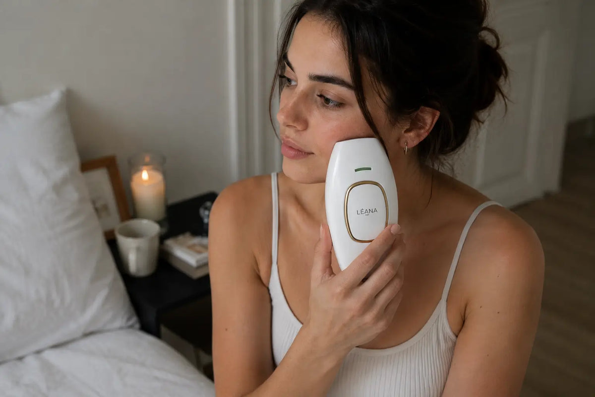 Appareil IPL utilisé sur une zone autorisée du visage