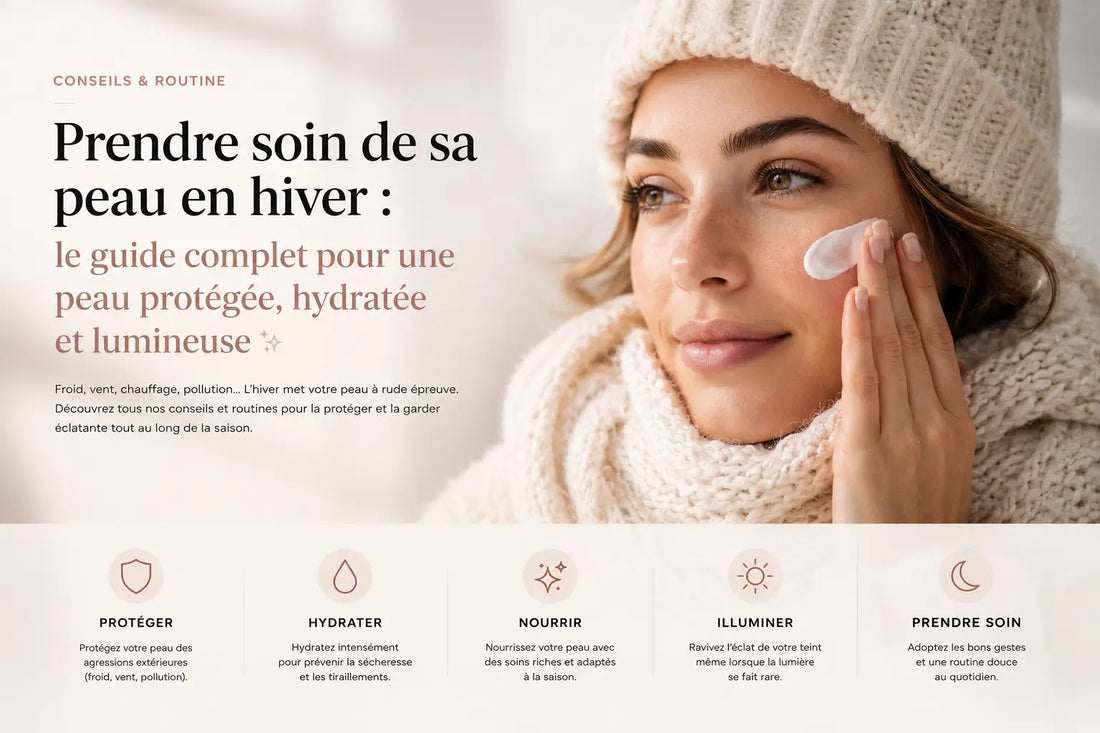 Femme prenant soin de sa peau en hiver avec un sérum hydratant Léana Paris
