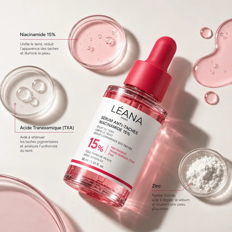 Sérum Anti-Taches Niacinamide 15% – Teint Uniforme | Léana Paris